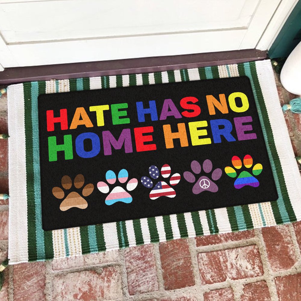 Hate Has No Home Here BLM LGBT Peace Paws Doormat TRV1630DMCT