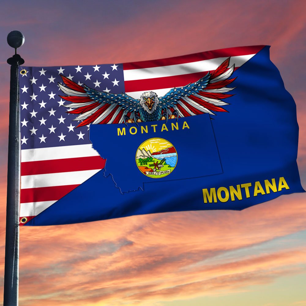 Montana Flag American Eagle Montana Grommet Flag