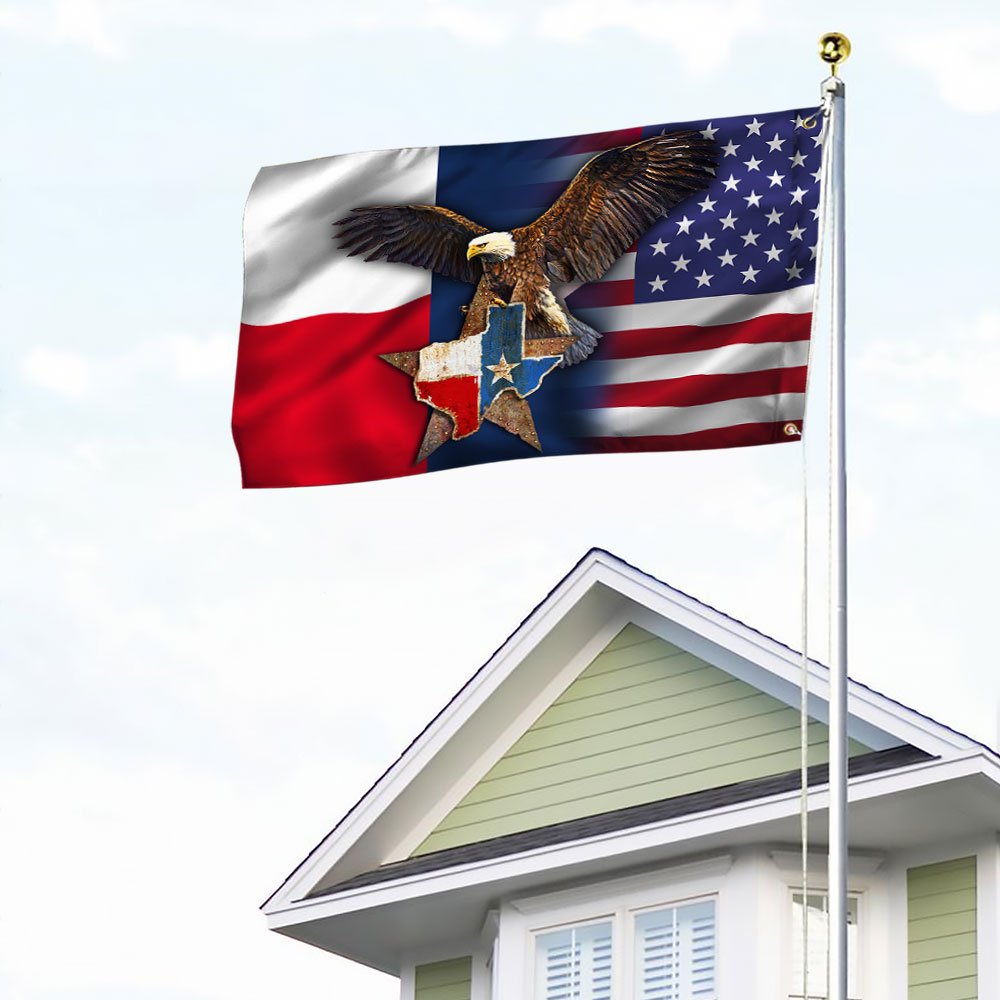 Texas Grommet Flag, Eagle Texas American Flag QNK1096GFCT