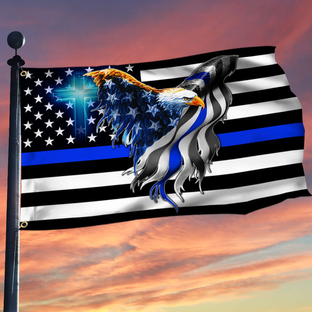The Thin Blue Line. Police. Law Enforcement American Eagle Flag THB348