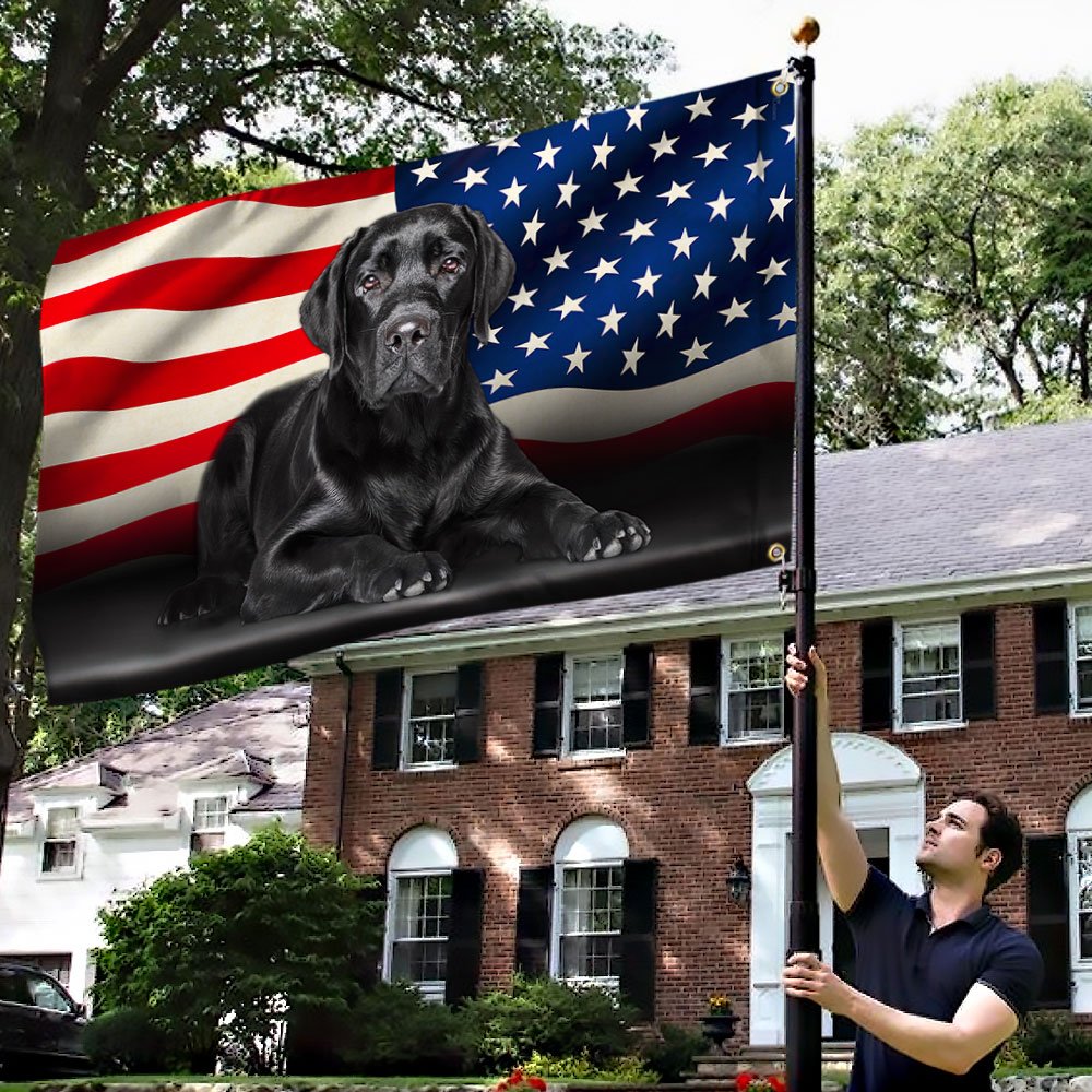 Black Labrador Retriever American Grommet Flag QNN437GFv7