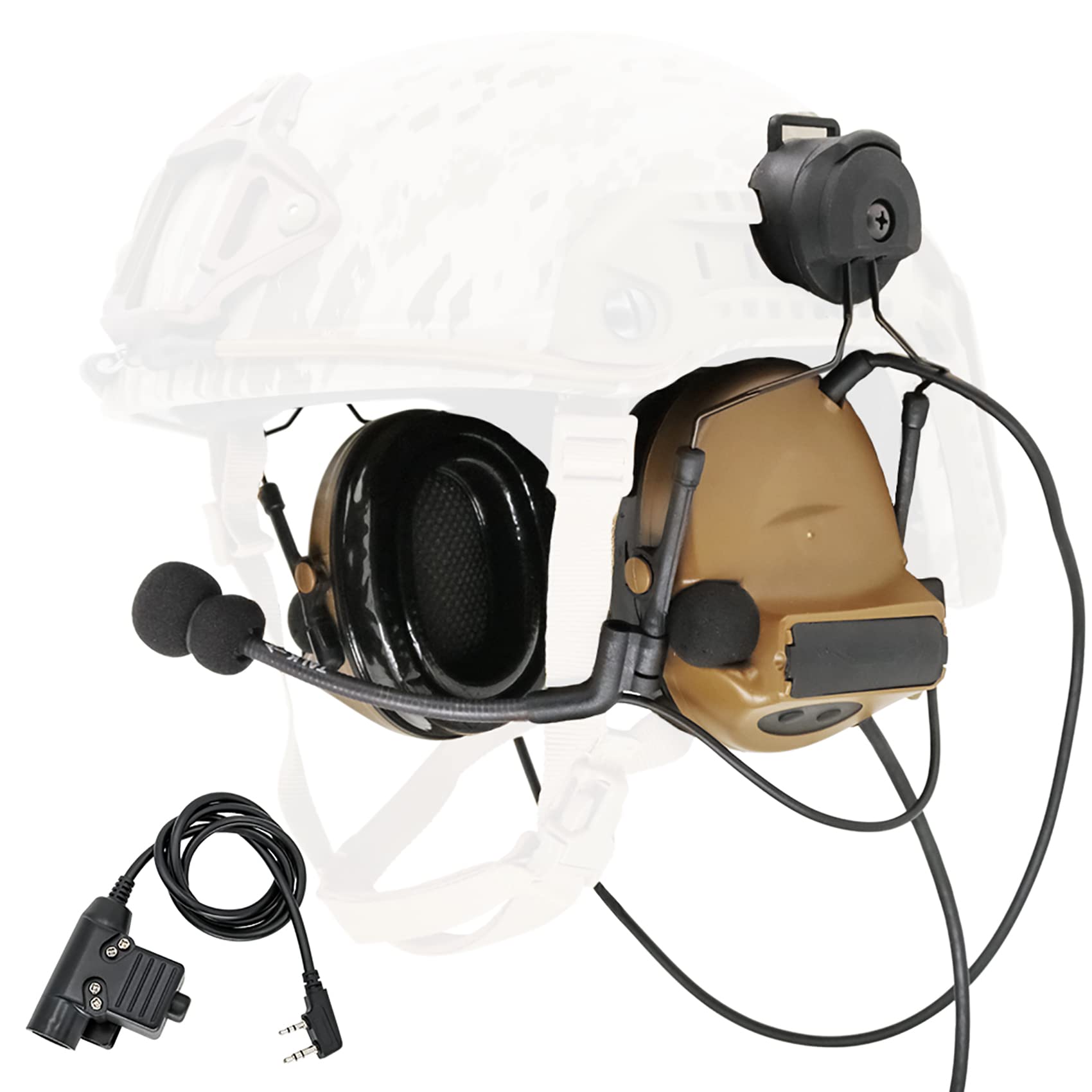 Tactical Headset with ARC Rail Adapter Hearing Protection with Gel Ear Pads for Airsoft Sports