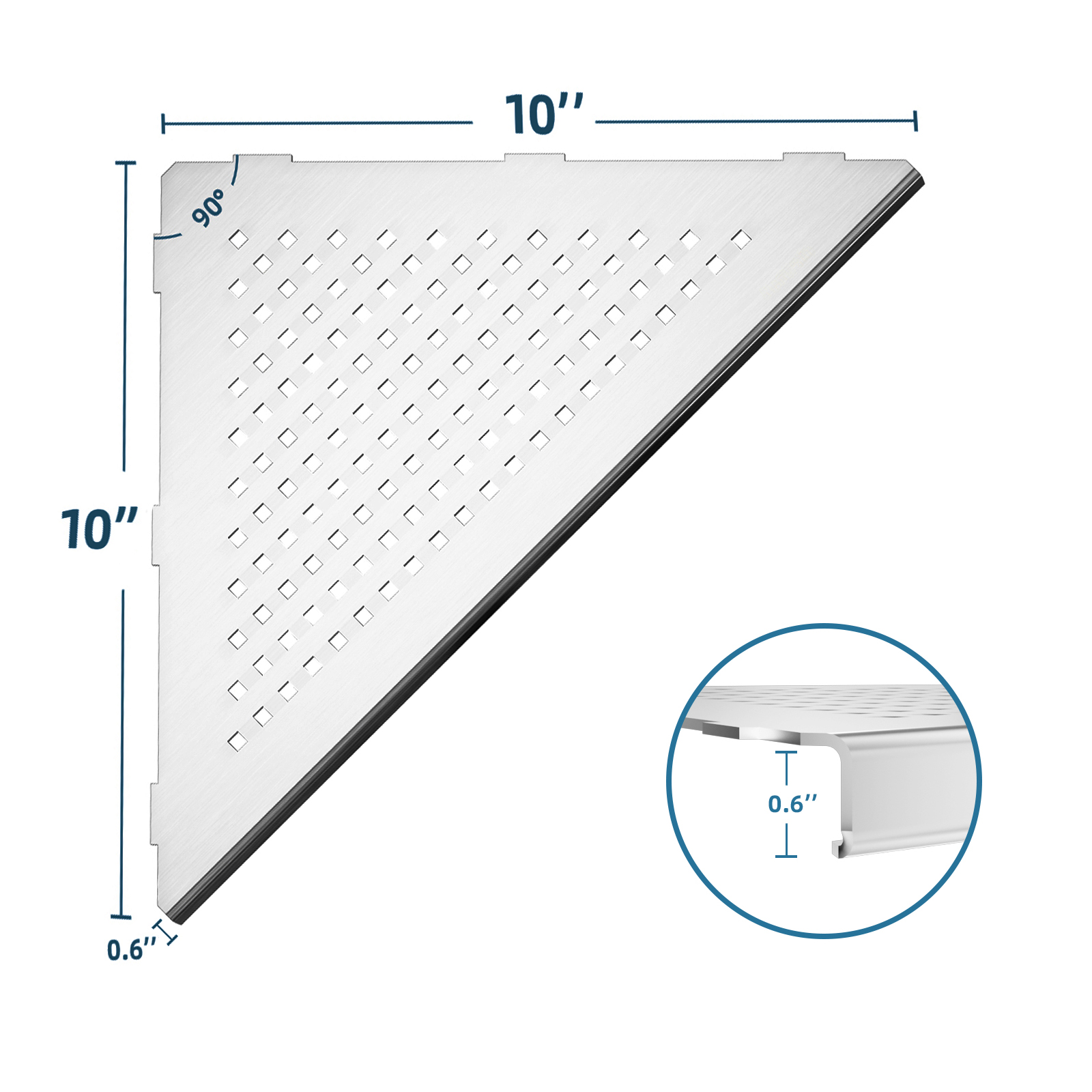 QEKE 10" stainless steel Corner shelves，Bathroom shelf Rack for shampoo，2 Pack