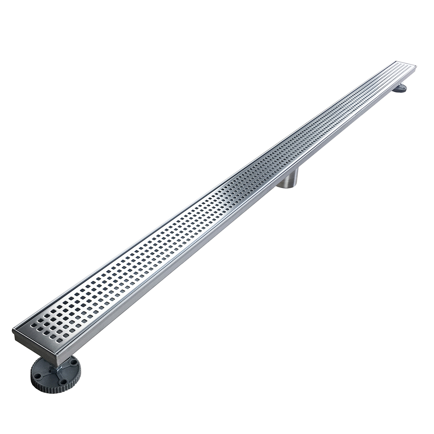 Neodrain Linear Shower Drain with Removable Quadrato Pattern Grate, Brushed 304 Stainless Steel Rectangle Shower Floor Drain, with Leveling Feet,Hair Strainer