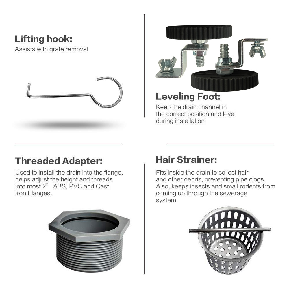 Neodrain Linear Shower Drain with Removable Brick Pattern Grate, Brushed 304 Stainless Steel Rectangle Shower Floor Drain, CUPC Certified（Brushed Nickel）