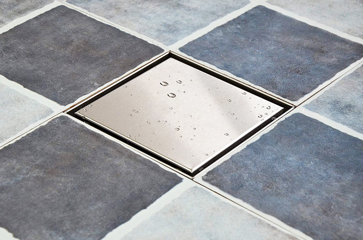 Neodrain 4 inch/6 inch Square Shower Drain, Brushed 304 stainless steel Bathroom floor drain, with Removable Quadrato Pattern Grate