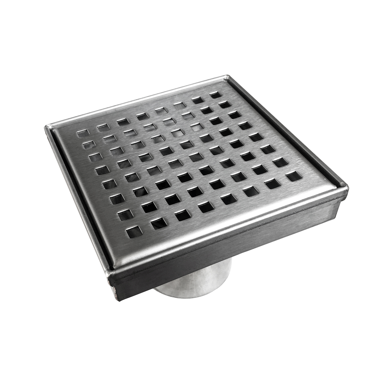 Neodrain 4 inch/6 inch Square Shower Drain, Brushed 304 stainless steel Bathroom floor drain, with Removable Quadrato Pattern Grate