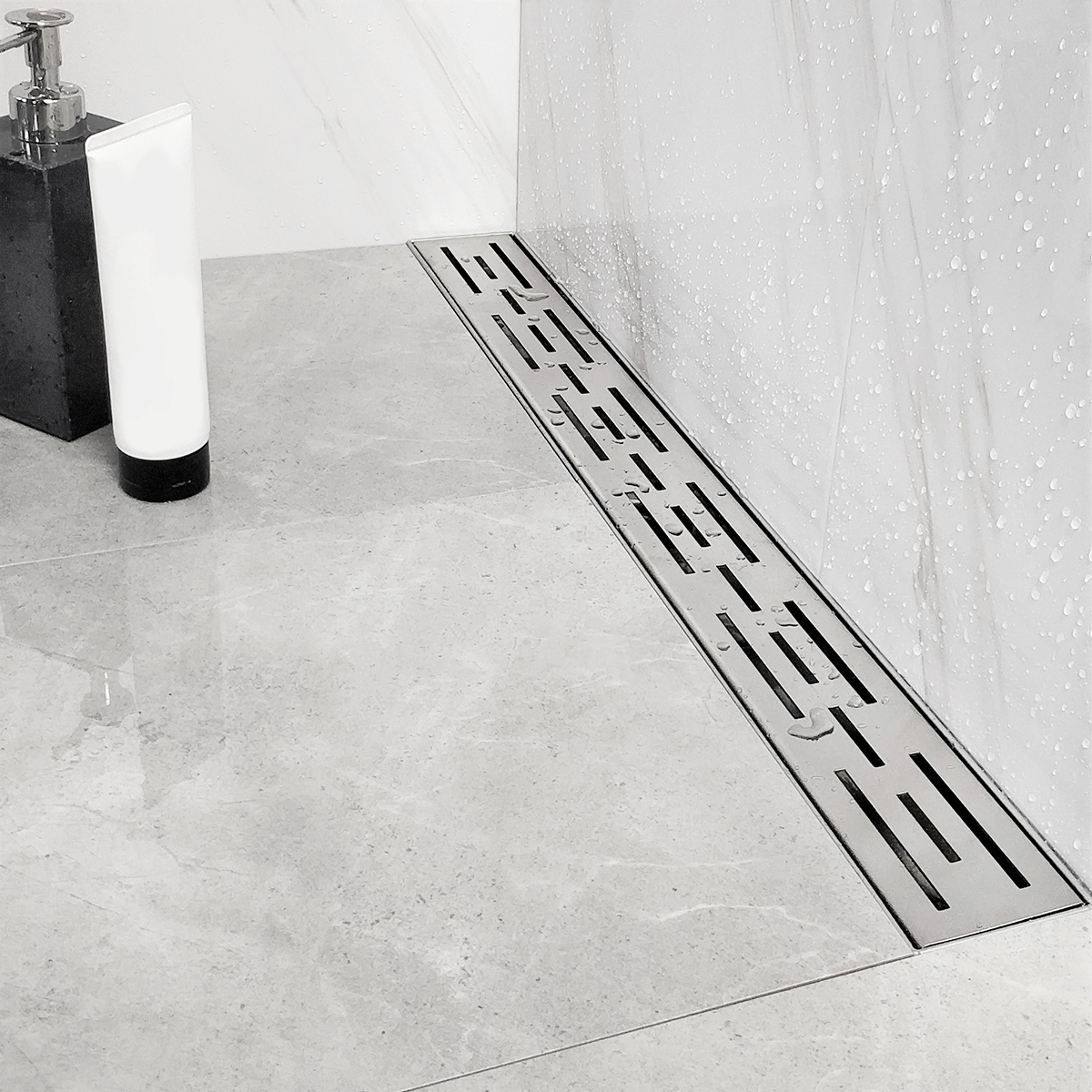 Neodrain Linear Shower Drain with Removable Brick Pattern Grate, Brushed 304 Stainless Steel Rectangle Shower Floor Drain, CUPC Certified（Brushed Nickel）