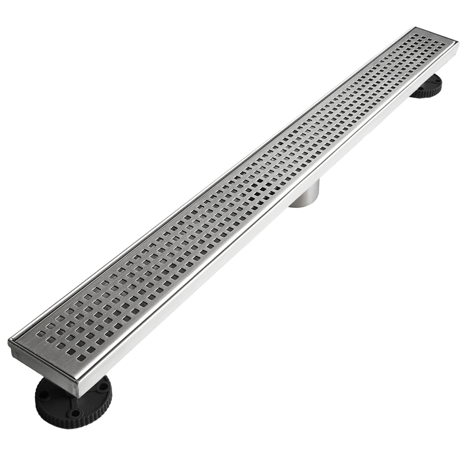 Neodrain Linear Shower Drain with Removable Quadrato Pattern Grate, Brushed 304 Stainless Steel Rectangle Shower Floor Drain, with Leveling Feet,Hair Strainer