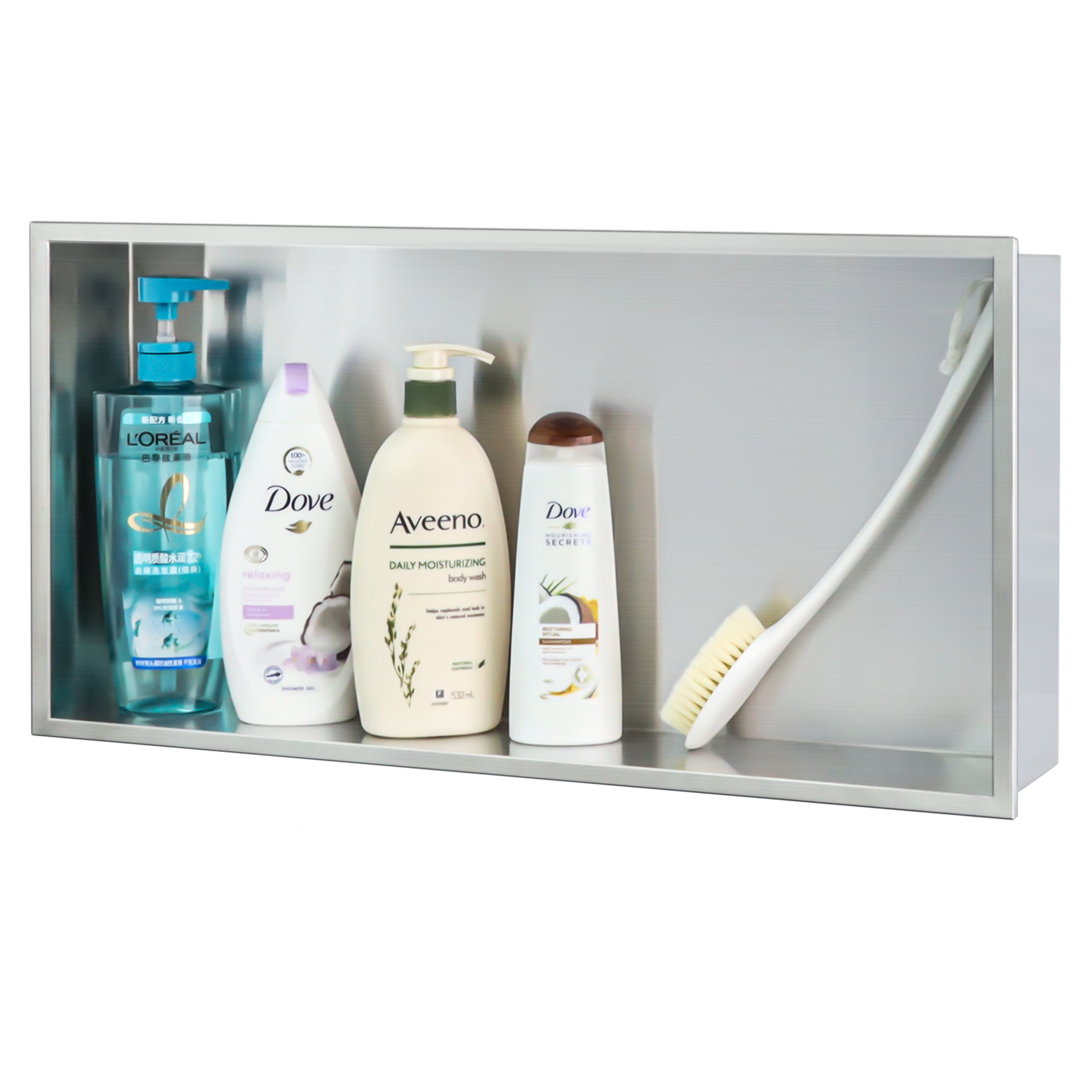 Stainless Steel Wall Niche, Recessed Shower Shelf, No Tile Needed