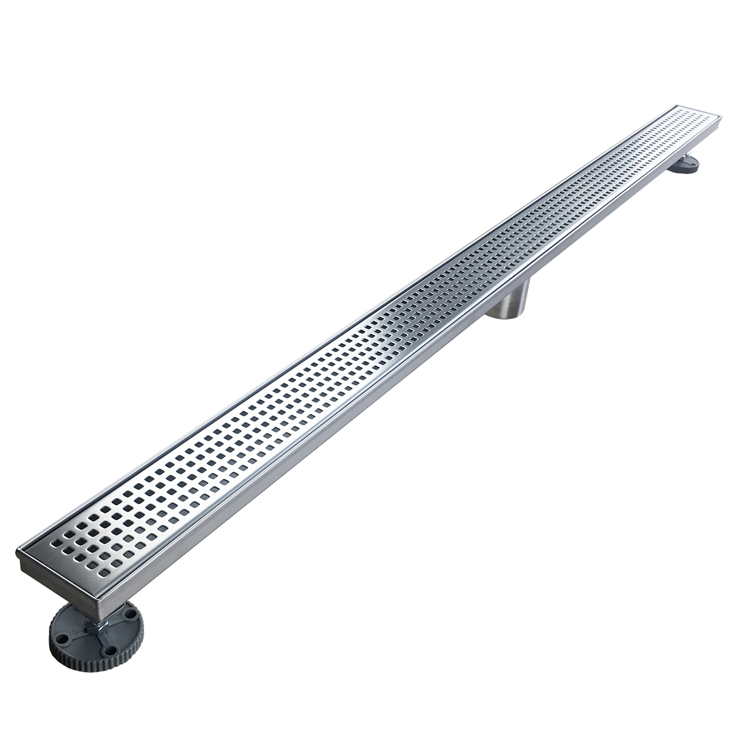 Neodrain Linear Shower Drain with Removable Quadrato Pattern Grate, Brushed 304 Stainless Steel Rectangle Shower Floor Drain, with Leveling Feet,Hair Strainer
