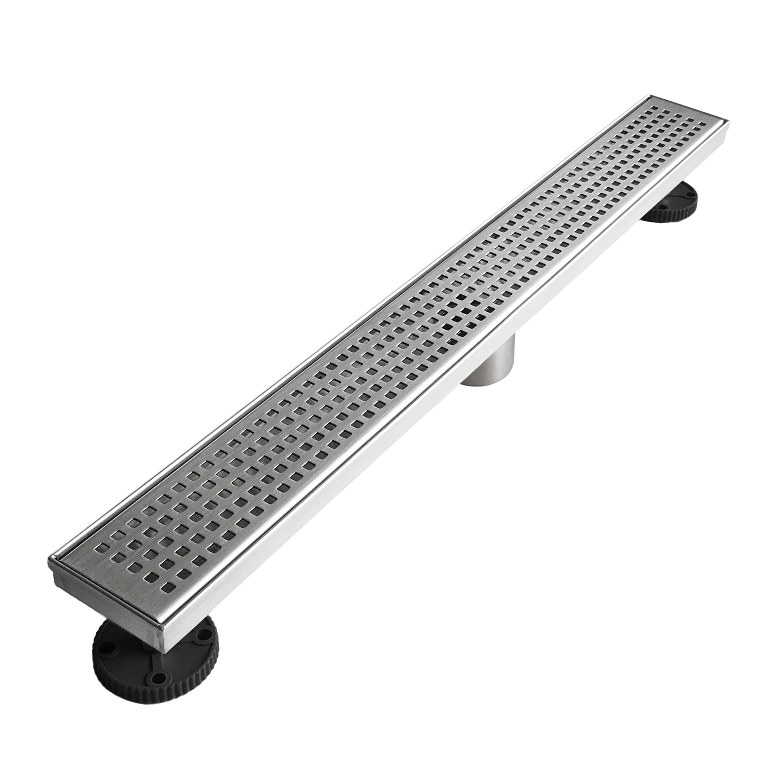 Neodrain Linear Shower Drain with Removable Quadrato Pattern Grate, Brushed 304 Stainless Steel Rectangle Shower Floor Drain, with Leveling Feet,Hair Strainer
