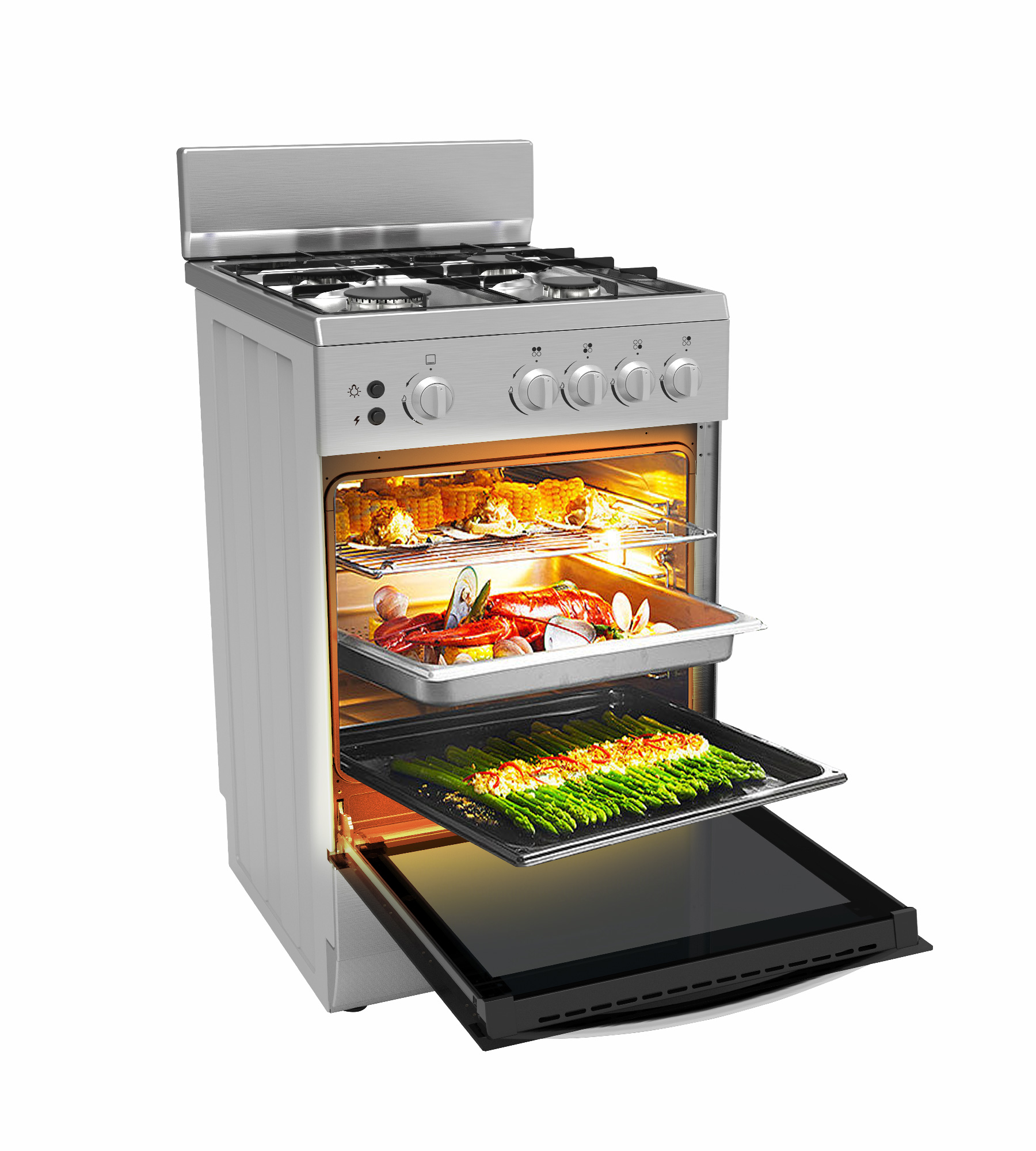 Cocina convencional gas butano Siul 5 fuegos con horno inox