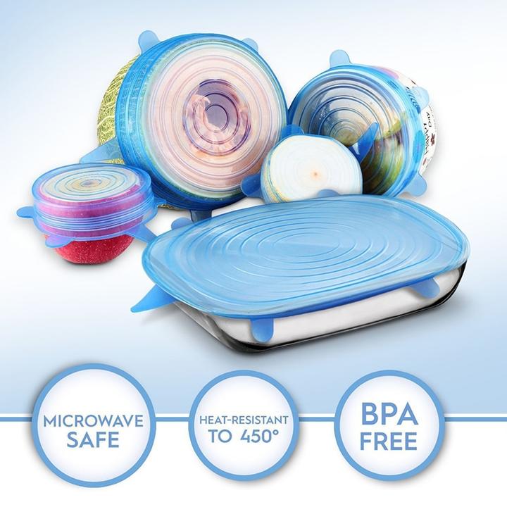 These silicone stretch lids provide a clear, airtight seal to keep your food fresh and prevent messy spills. Durable and safe, with extra thick silicone, these lids won’t tear or warp and can be used over and over.