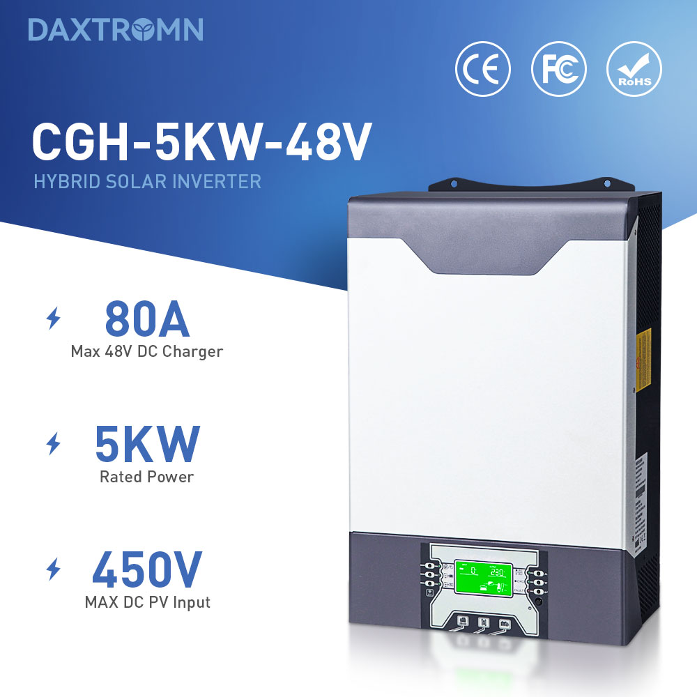 Daxtromn Hybrid Solar Inverter 5kw PV in 5000W 48v 80A Charger Solar Controller Grid tied/off Grid Solar Inverter Parallel
