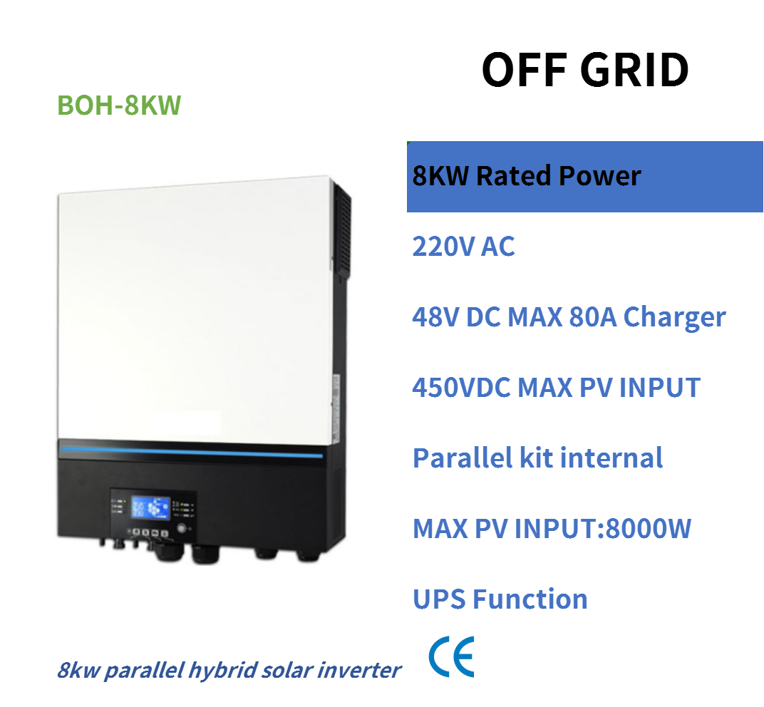 2 mppt Solar Inverter 8KW 48V 230V 80A MPPT Solar Charge Controller 500VDC PV Input Built-in WIFI Support BMS  Off Grid  8000w