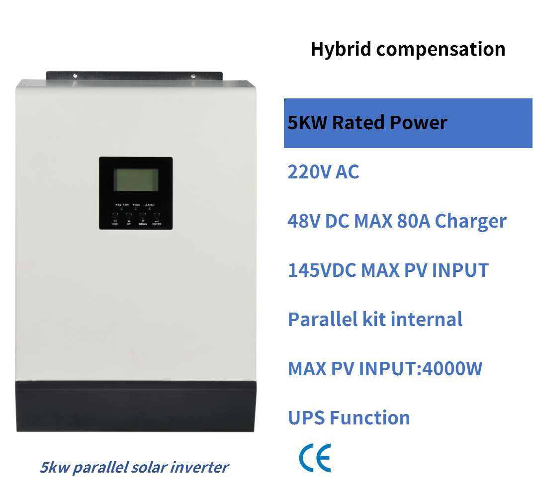 MPPT 5000W Solar Inverter MAX PV Array Power 4000W 48V DC MAX 80A Charge Built-In Parallel Purse Sine Wave 