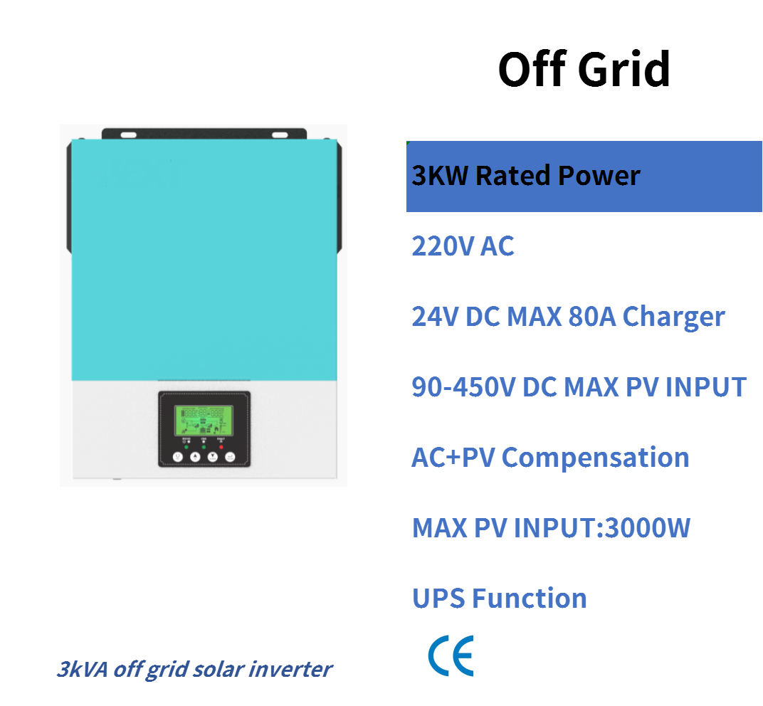 Daxtromn Power 3kw 3000VA/2400W solar inverter off grid mppt solar inverter 80A charger all in one solar inverter 24VDC solar controller pv input  450VDC