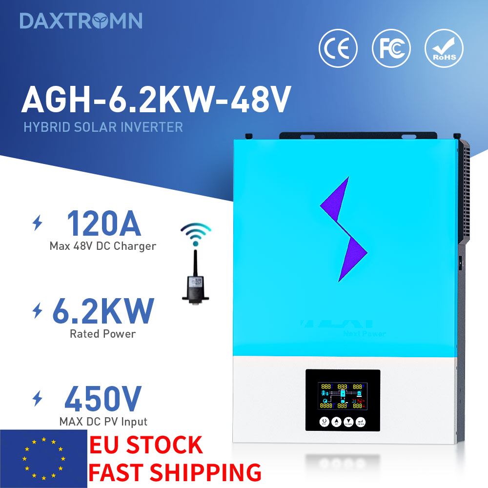 Daxtromn Power 6.2KW Hybrid Solar Inverter Pure Sine Wave 220VAC Output ...