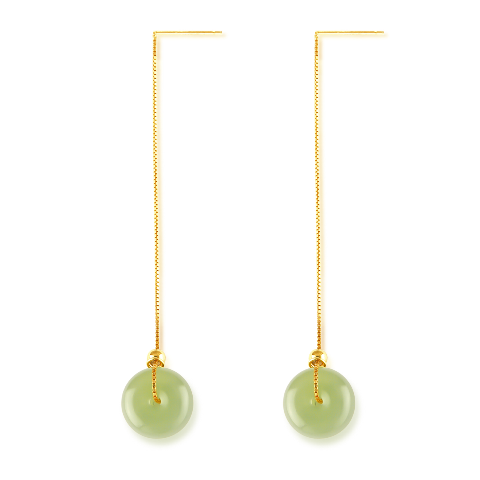 Daumier 14K Gold Filled Hetian Jade Dangling Earrings Handmade Natural Bead Pendant Drop Earrings Green Long Wire Bridal Jade Jewelry St Patricks Day Earrings Birthday Gift for Women