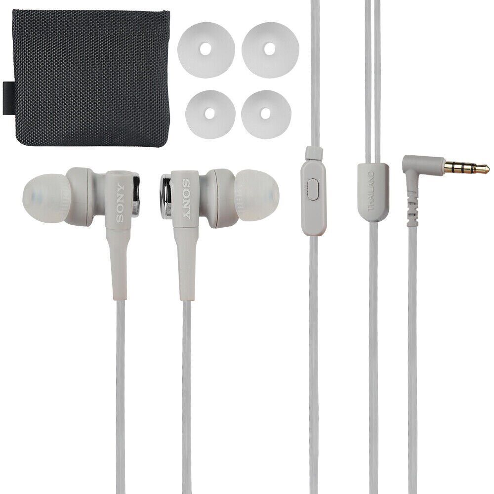 Sony MDRXB55AP Wired Extra Bass Earbud Headphones/Headset with Mic White