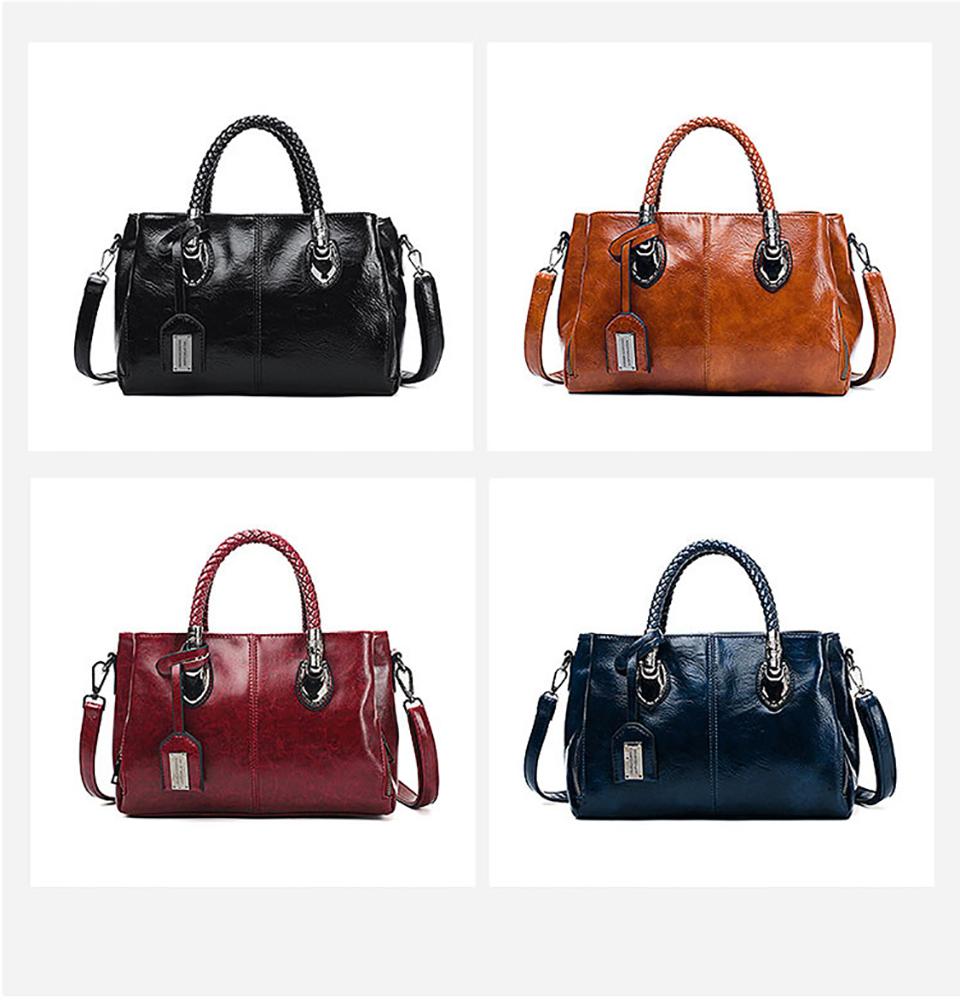 Bolsa de ombro tripla Boston vintage de couro encerado e oleado para mulheres-This With This 