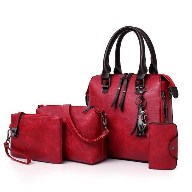 🔥Promoção🔥Oferta Exclusiva Bolsas4pcs. Bolsas femininas de couro-This With This 