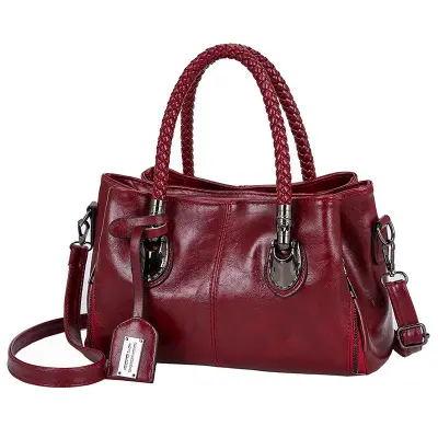 Bolsa de ombro tripla Boston vintage de couro encerado e oleado para mulheres-This With This 