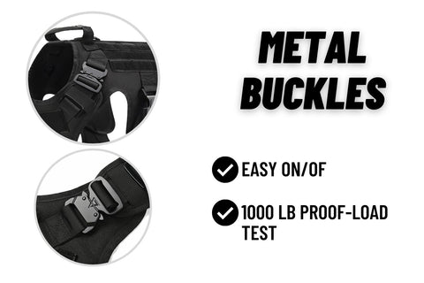 Colete C&atilde;o Militar Preto com fivelas de metal