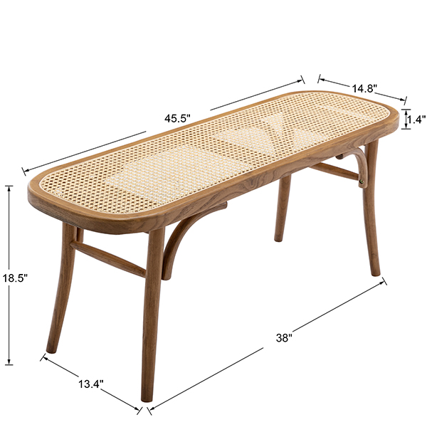 Round Cane Bench-Daya Lane-LV,DR,Wood,Rattan & Cane,Light Wood,Benches,BH,farmhouse,Entryway