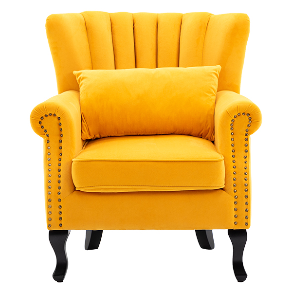 Tufted Fabric Upholstered Club Chair Mid-Century Vintage