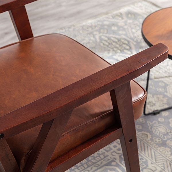 Upholstered Cane Lounge Chair
