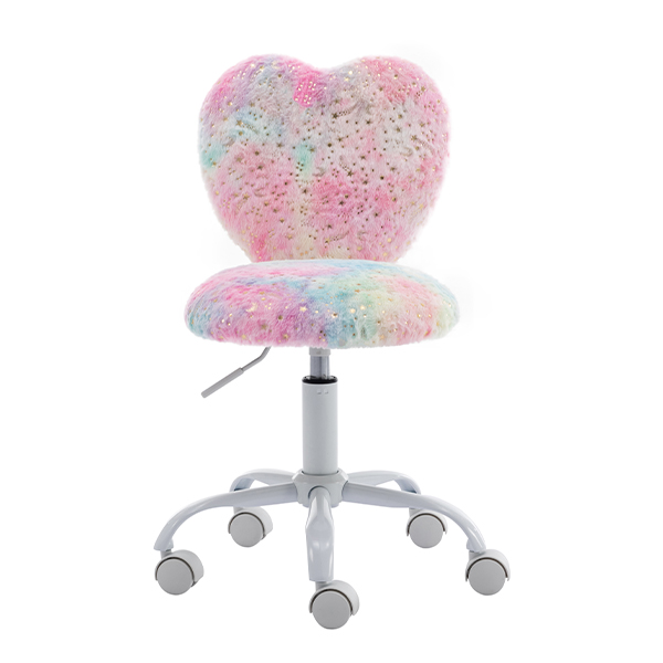 Cute Fuzzy Kids Chair Rolling Study Desk Chair for Girls -Daya Lane