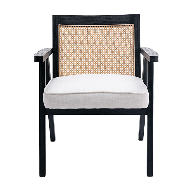 Upholstered Cane Lounge Chair