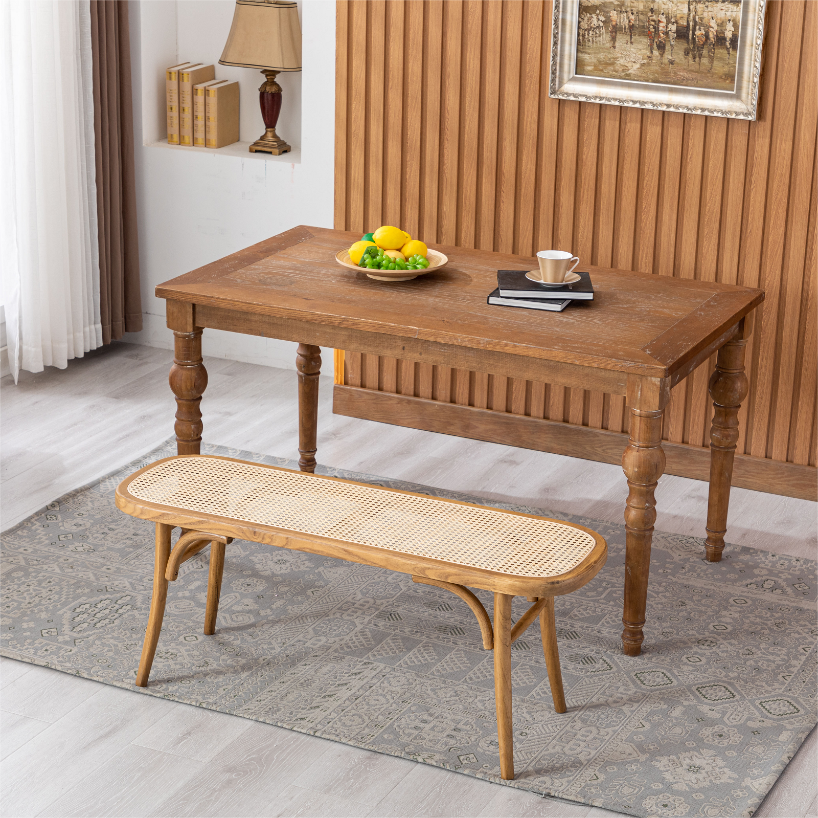 Round Cane Bench