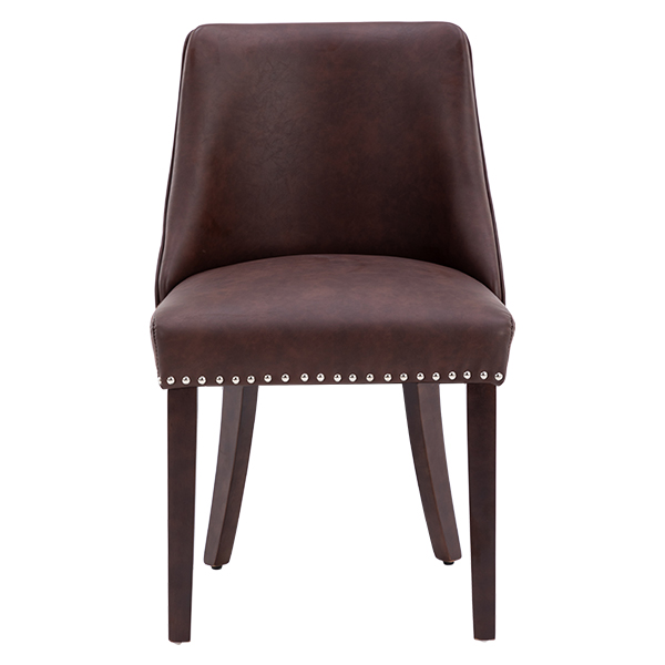 Eloise Leather Dining Chairs (Set of 2)-Daya Lane-DR,Dark Wood,Leather,Dining Chairs,mid century modern,Modern,nails,DC