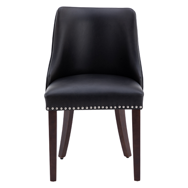 Eloise Leather Dining Chairs (Set of 2)-Daya Lane-DR,Dark Wood,Leather,Dining Chairs,mid century modern,Modern,nails,DC