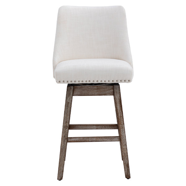 Branxton 27" Linen Counter Bar Stool (Set of 2)-Daya Lane-Modern,DR,Wood,Dark Wood,Dining Chairs,Stools & Bar Stools,Fabric,button tufted,CS,nails,farmhouse