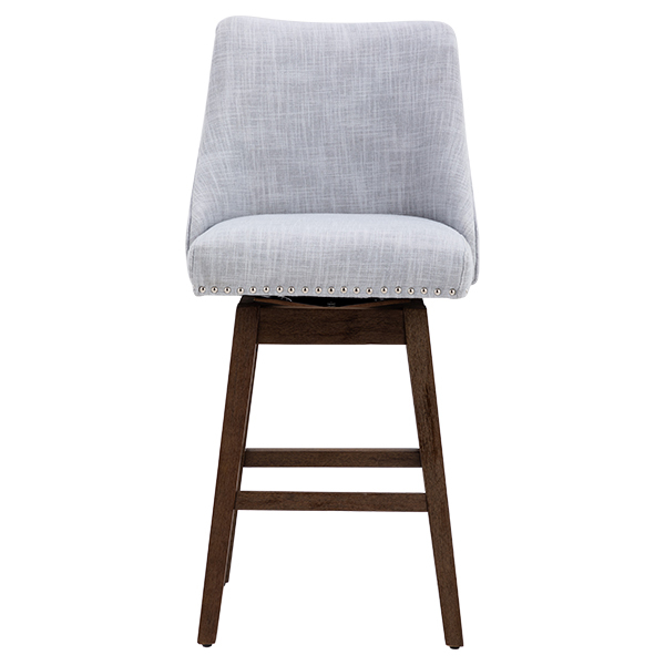 Branxton 27" Linen Counter Bar Stool (Set of 2)-Daya Lane-Modern,DR,Wood,Dark Wood,Dining Chairs,Stools & Bar Stools,Fabric,button tufted,CS,nails,farmhouse
