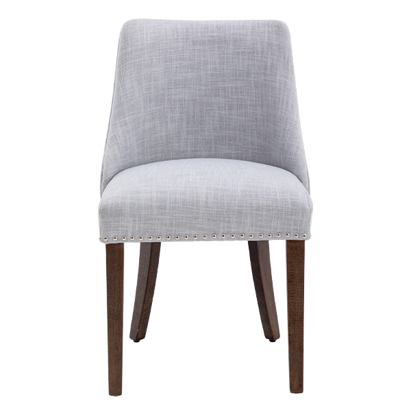 Eloise Linen Dining Chairs (Set of 2)-Daya Lane-farmhouse,DR,mid century modern,Dining Chairs,Dark Wood,Wood,Fabric,button tufted,nails,DC