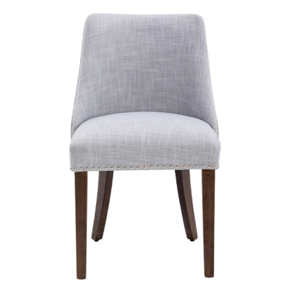 Eloise Linen Dining Chairs (Set of 2)-Daya Lane-farmhouse,DR,mid century modern,Dining Chairs,Dark Wood,Wood,Fabric,button tufted,nails,DC