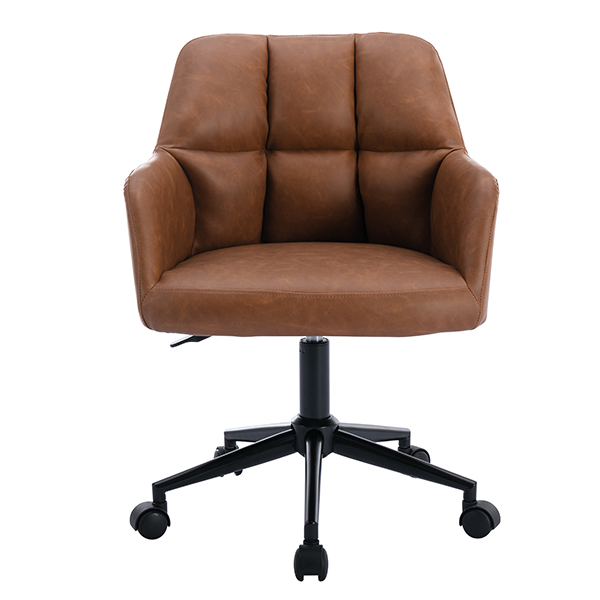 Kealey Swivel Office Chair-Daya Lane-Modern,Leather,Office Chairs,button tufted,mid century modern,Metal