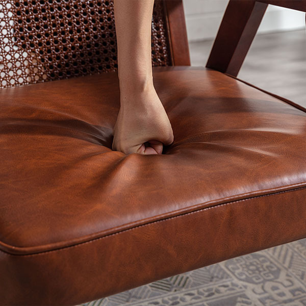 Upholstered Cane Lounge Chair