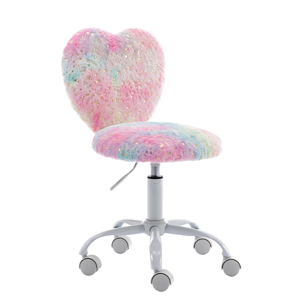 Colorful Cute Fuzzy Kids Study Desk Chair Heart Shape Girls Daya Lane