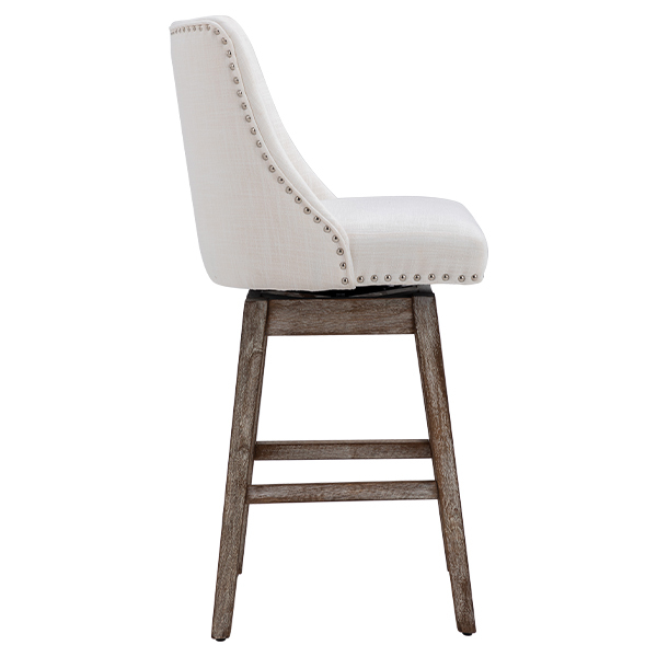 Branxton 27" Linen Counter Bar Stool (Set of 2)-Daya Lane-Modern,DR,Wood,Dark Wood,Dining Chairs,Stools & Bar Stools,Fabric,button tufted,CS,nails,farmhouse