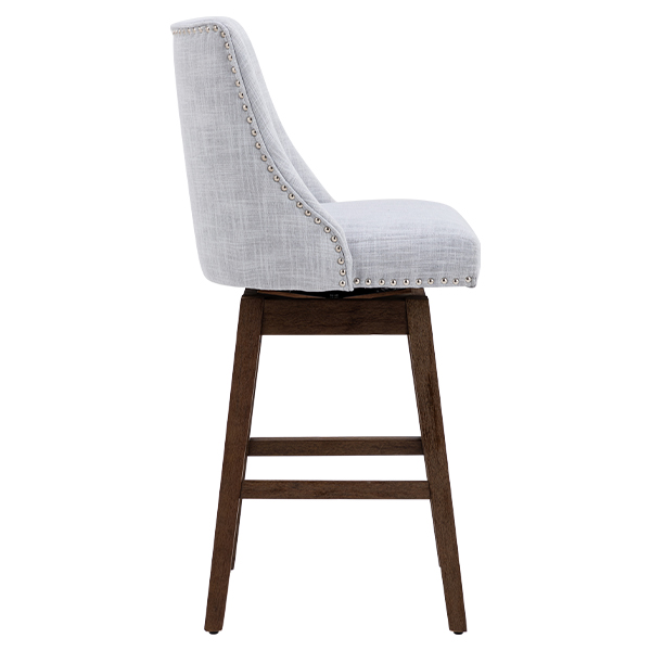 Branxton 27" Linen Counter Bar Stool (Set of 2)-Daya Lane-Modern,DR,Wood,Dark Wood,Dining Chairs,Stools & Bar Stools,Fabric,button tufted,CS,nails,farmhouse