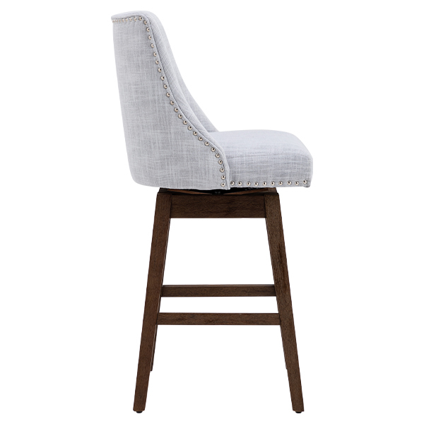 Branxton 27" Linen Counter Bar Stool (Set of 2)-Daya Lane-Modern,DR,Wood,Dark Wood,Dining Chairs,Stools & Bar Stools,Fabric,button tufted,CS,nails,farmhouse