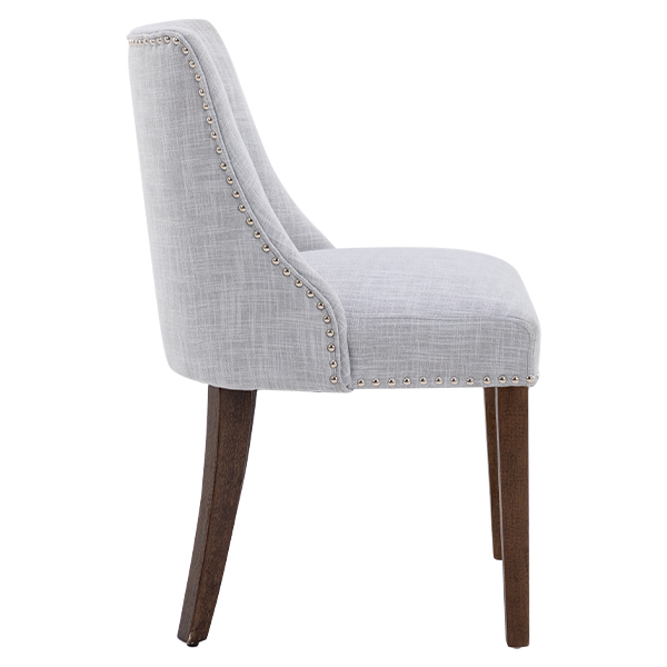 Eloise Linen Dining Chairs (Set of 2)-Daya Lane-farmhouse,DR,mid century modern,Dining Chairs,Dark Wood,Wood,Fabric,button tufted,nails,DC
