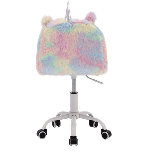 Cute Fuzzy Kids Chair Funny Rolling Study Desk Chair Back Colorful Girls