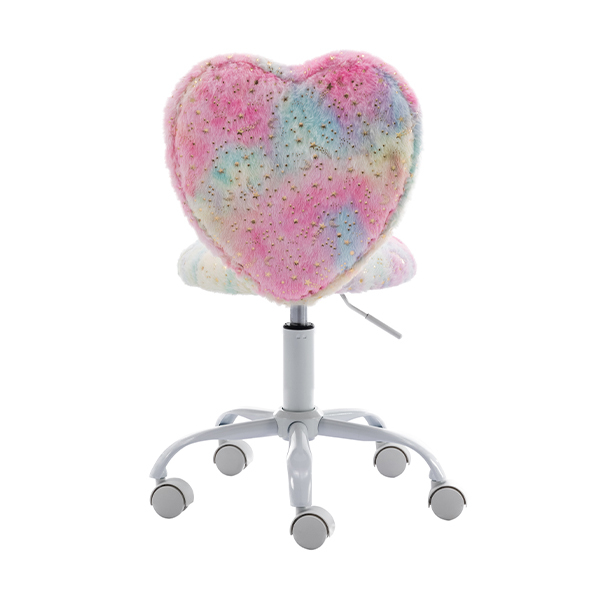 Colorful Cute Fuzzy Kids Study Desk Chair Heart Shape Girls Daya Lane Back